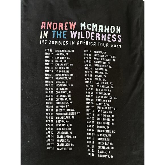 Andrew McMahon in the Wilderness Zombies in America Tour T-shirt Piano Large - Picture 6 of 6